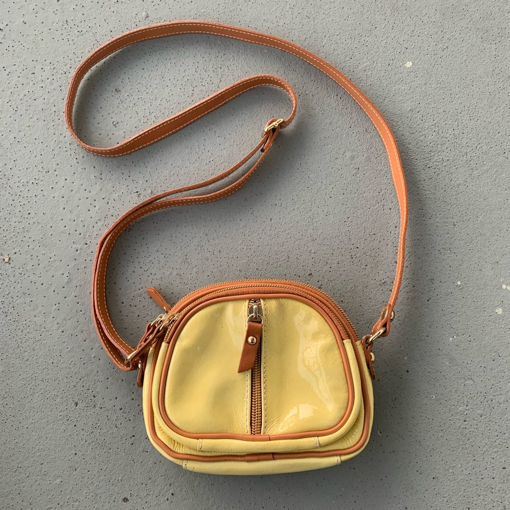 💜 Valentina Italy Leather Yellow Purse Crossbody